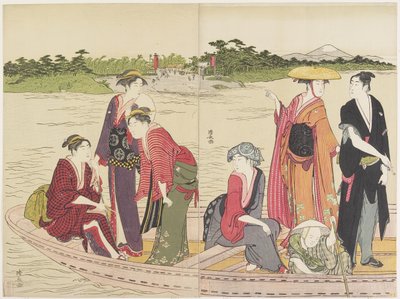 Ferryboat on the Rokugo River by Torii Kiyonaga